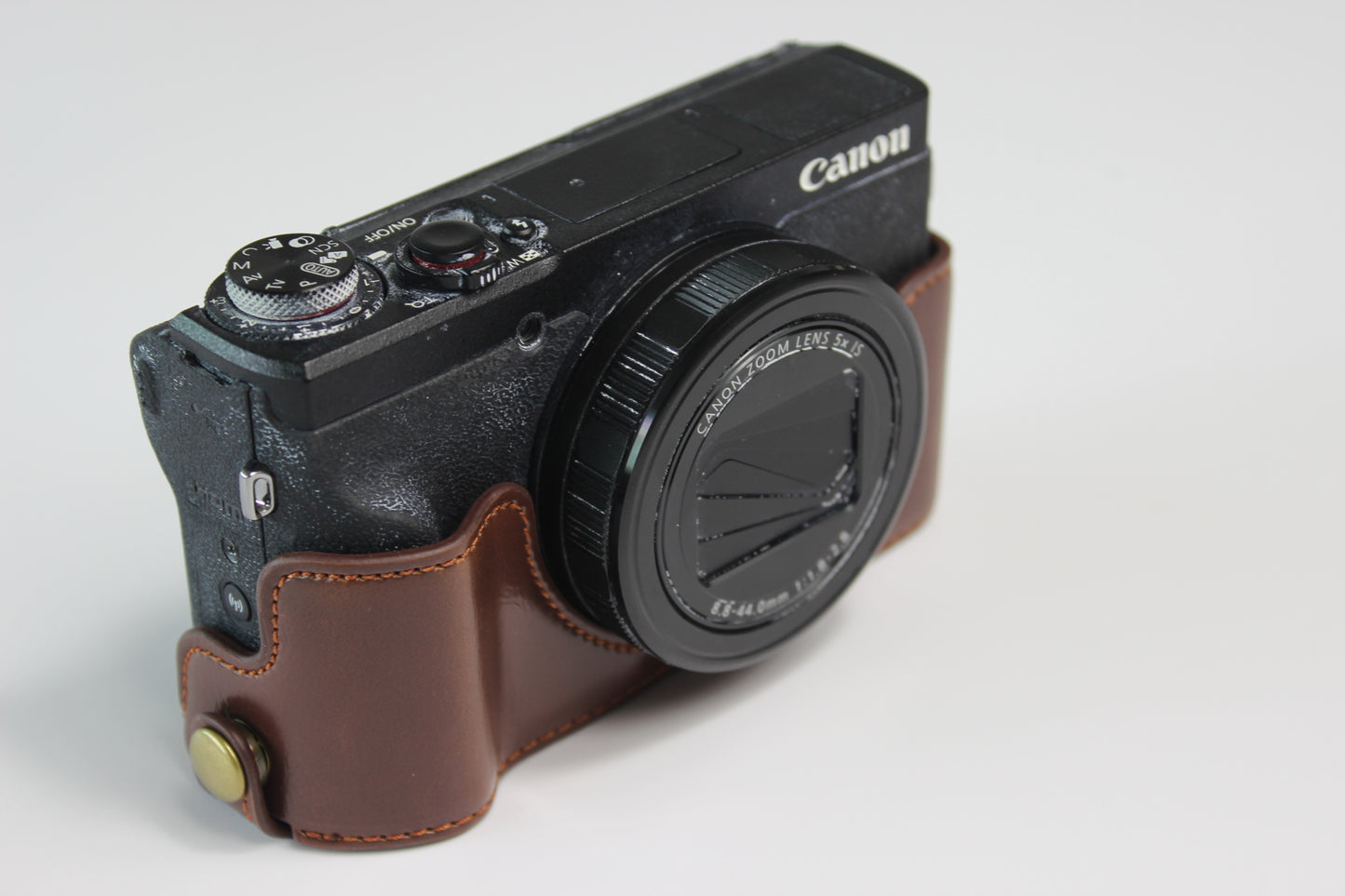 PU Leather Half Camera Case Bag Cover Protector for Canon PowerShot G5 X Mark II - Coffee