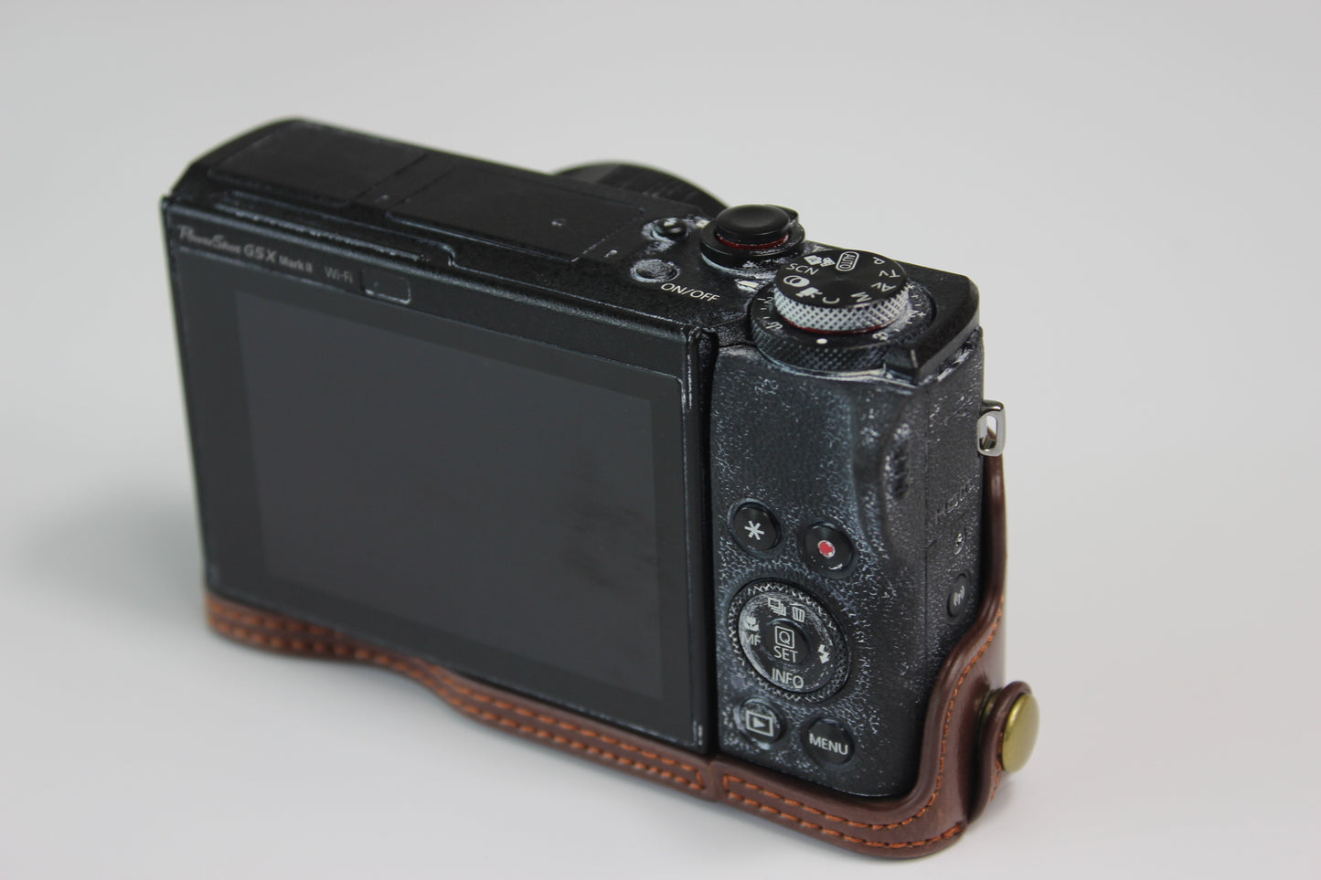 PU Leather Half Camera Case Bag Cover Protector for Canon PowerShot G5 X Mark II - Coffee