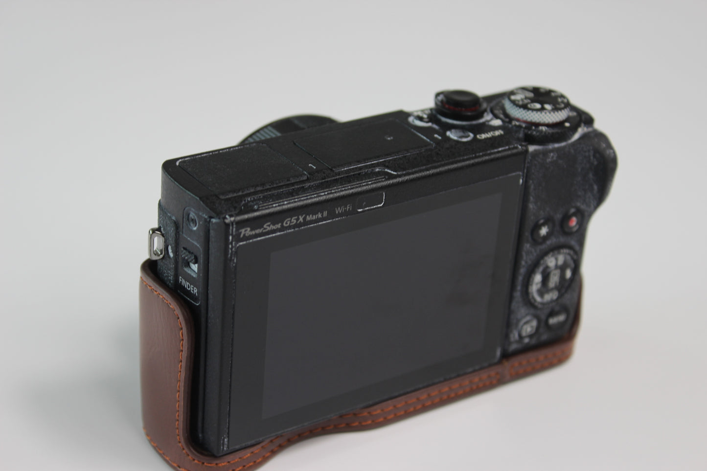 PU Leather Half Camera Case Bag Cover Protector for Canon PowerShot G5 X Mark II - Coffee