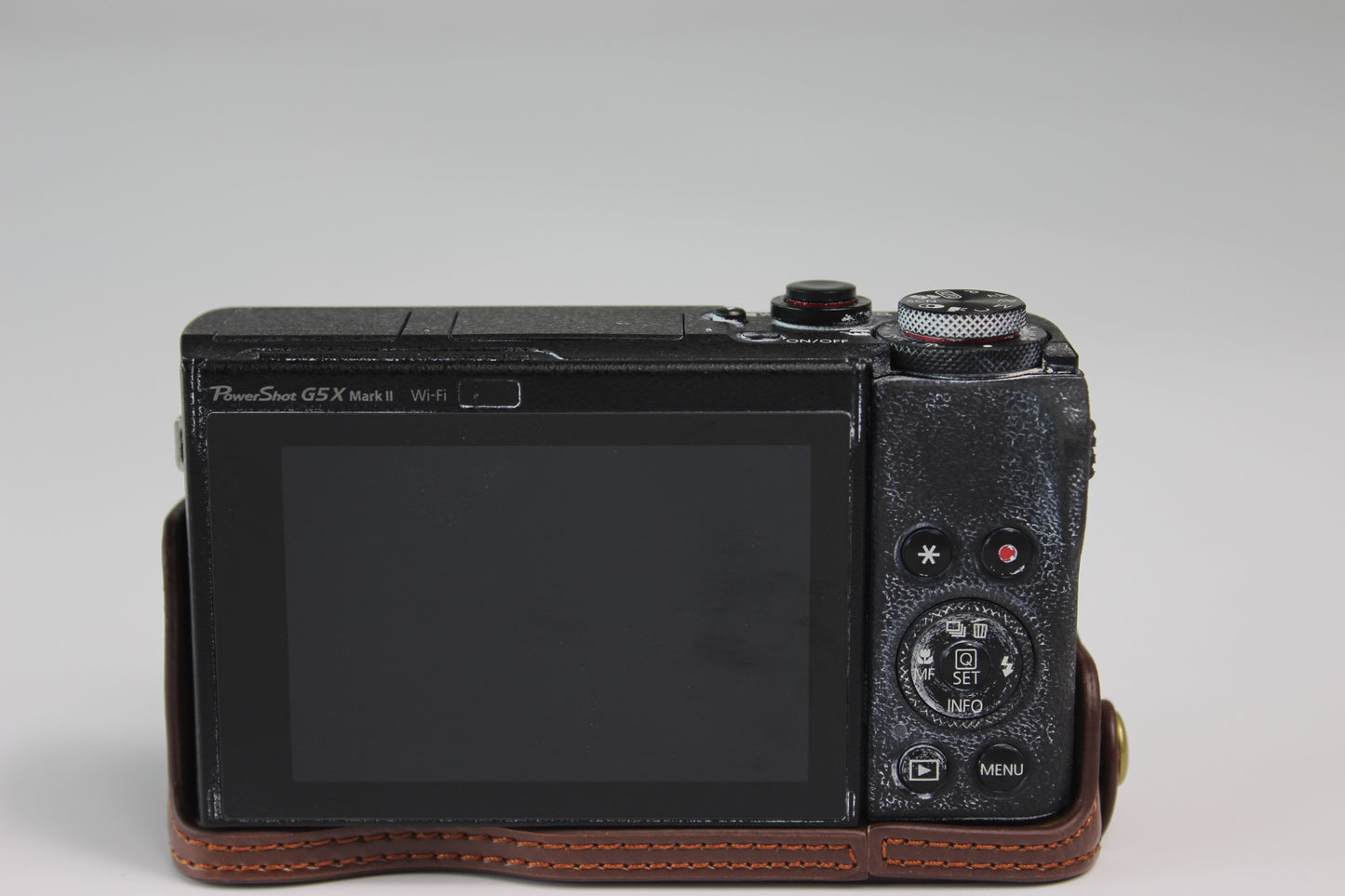 PU Leather Half Camera Case Bag Cover Protector for Canon PowerShot G5 X Mark II - Coffee