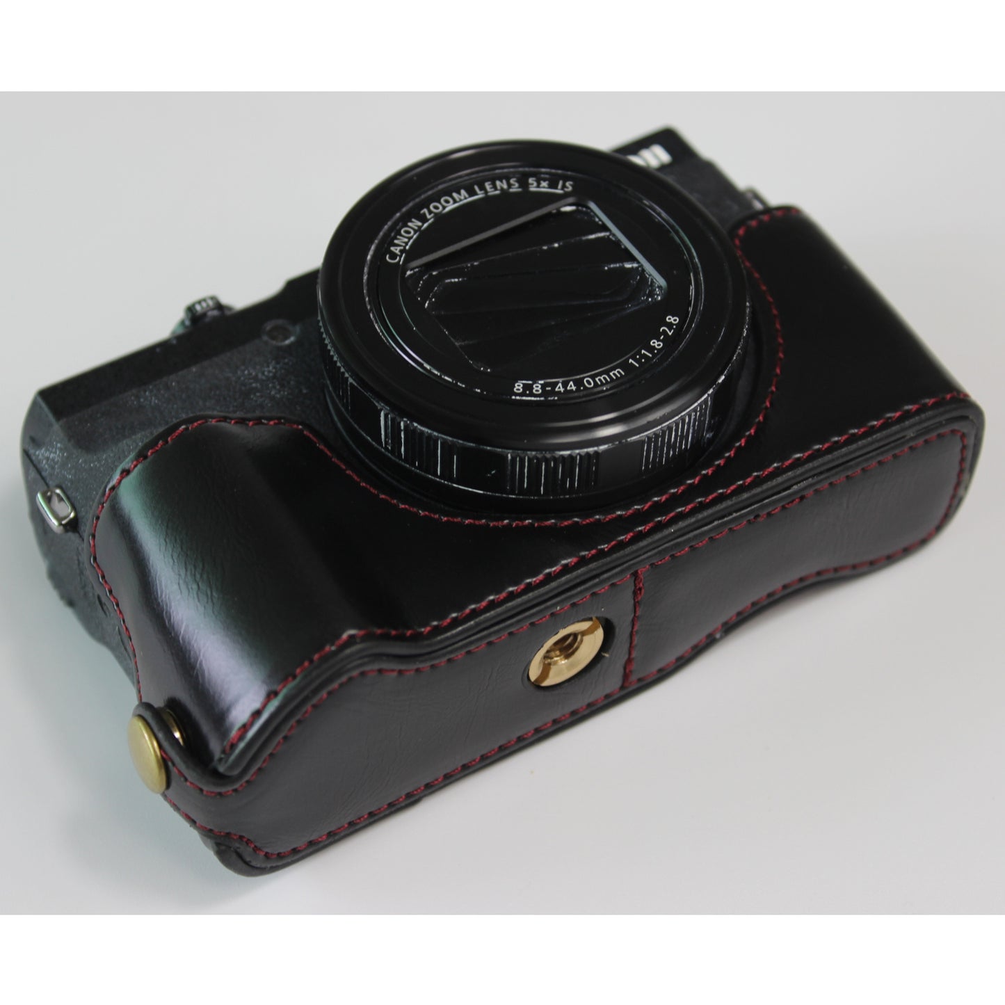 PU Leather Half Camera Case Bag Cover Protector for Canon PowerShot G5 X Mark II - Black