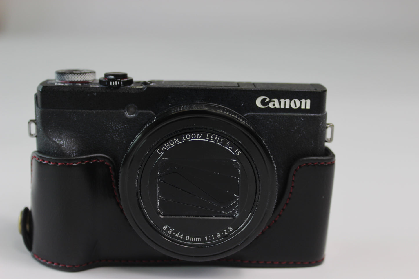 PU Leather Half Camera Case Bag Cover Protector for Canon PowerShot G5 X Mark II - Black