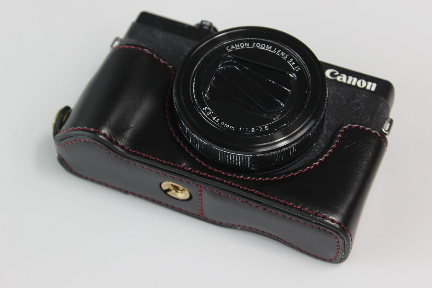 PU Leather Half Camera Case Bag Cover Protector for Canon PowerShot G5 X Mark II - Black