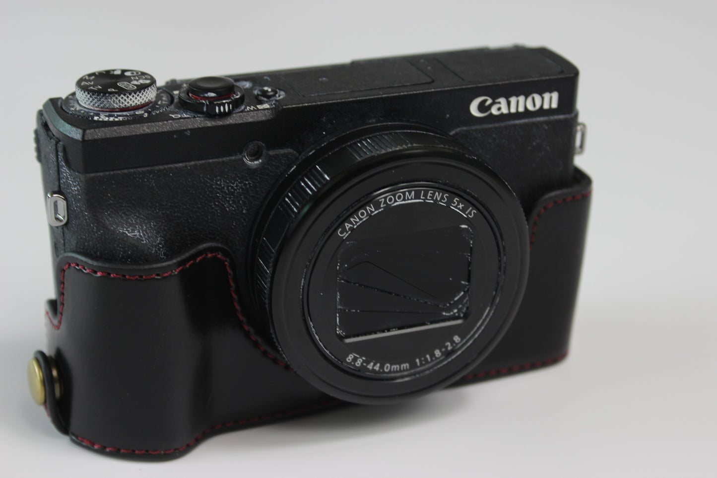 PU Leather Half Camera Case Bag Cover Protector for Canon PowerShot G5 X Mark II - Black