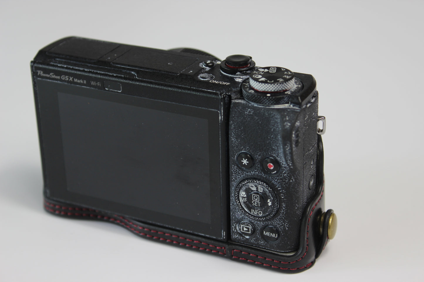 PU Leather Half Camera Case Bag Cover Protector for Canon PowerShot G5 X Mark II - Black