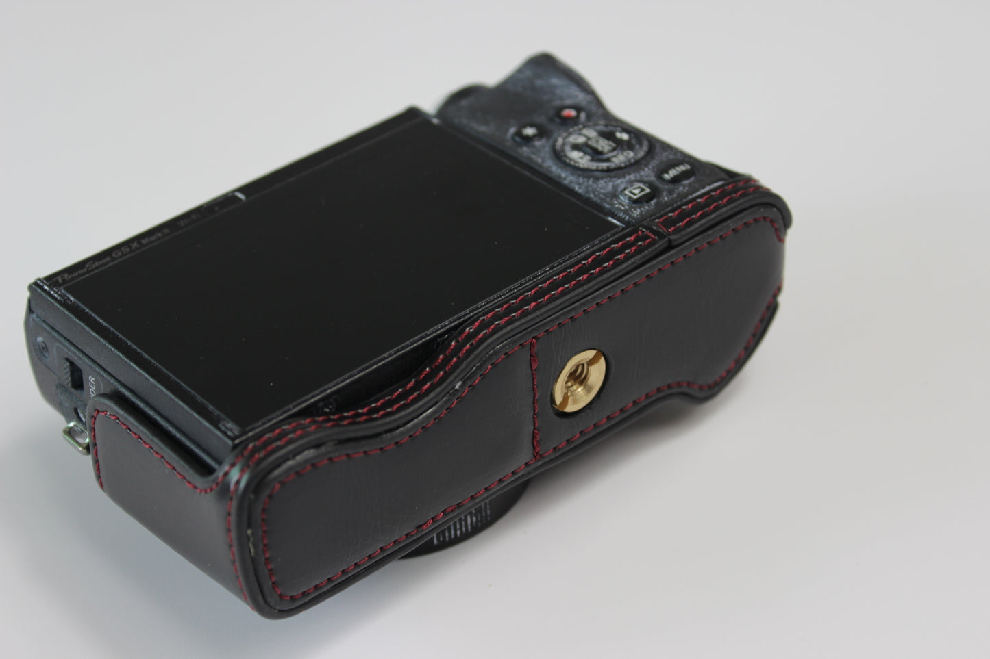 PU Leather Half Camera Case Bag Cover Protector for Canon PowerShot G5 X Mark II - Black