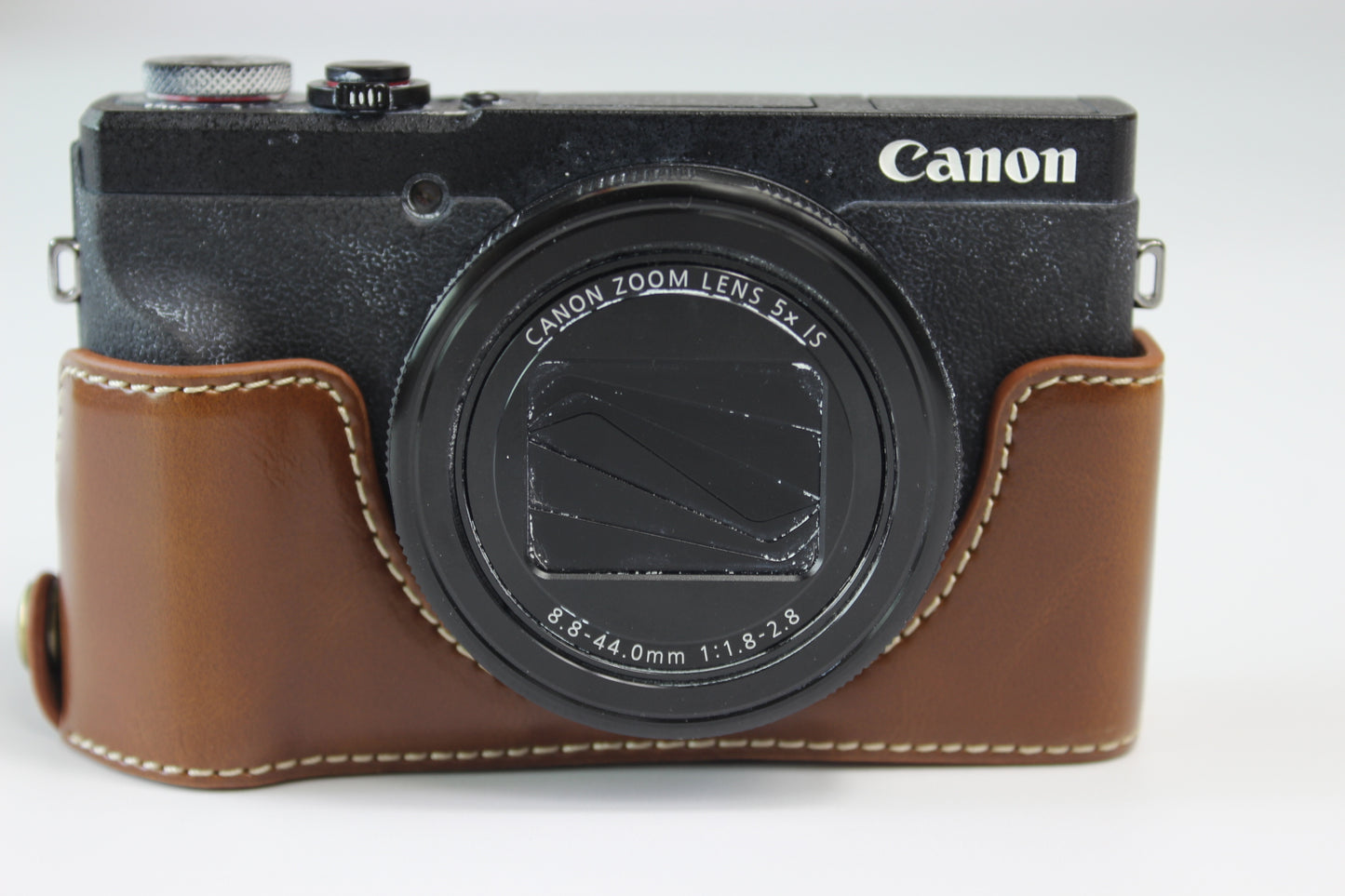 PU Leather Half Camera Case Bag Cover Protector for Canon PowerShot G5 X Mark II - Brown