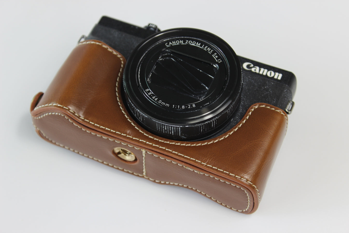 PU Leather Half Camera Case Bag Cover Protector for Canon PowerShot G5 X Mark II - Brown