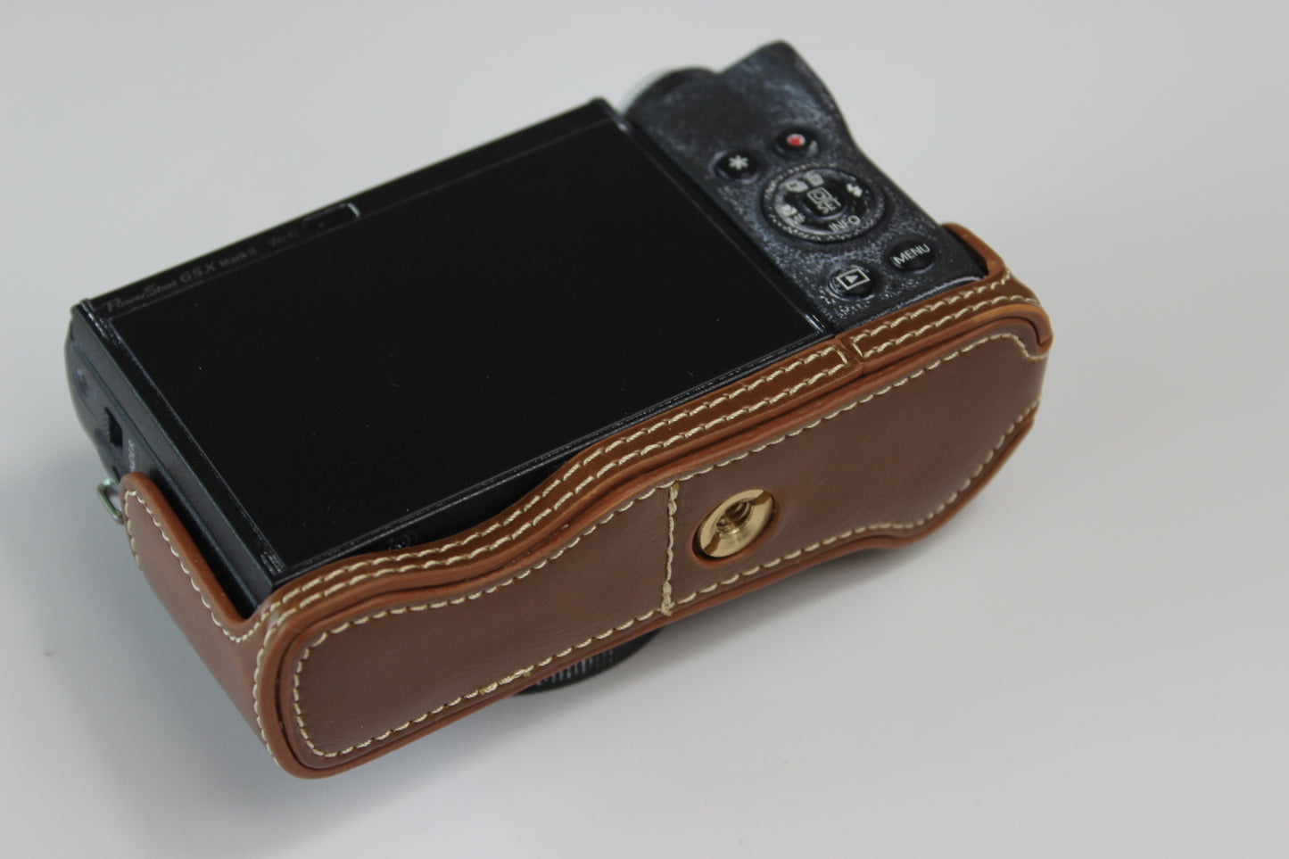 PU Leather Half Camera Case Bag Cover Protector for Canon PowerShot G5 X Mark II - Brown
