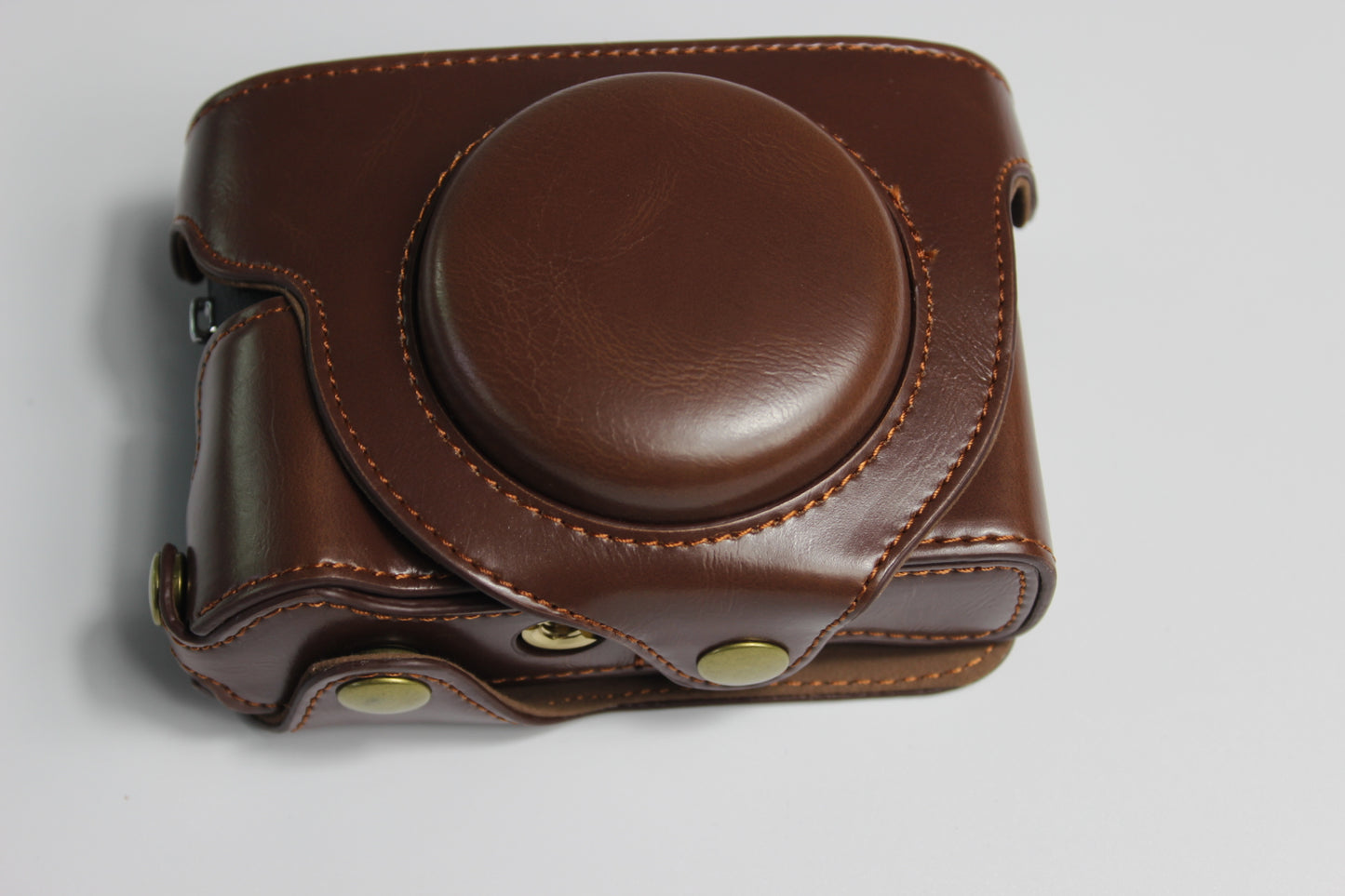 PU Leather Half Camera Case Bag with Strap for Canon PowerShot G5 X Mark II - Coffee