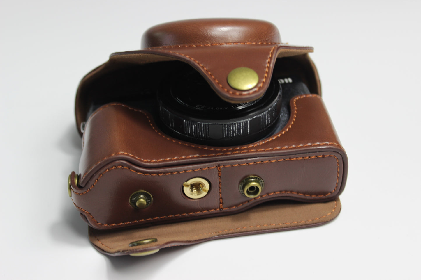 PU Leather Half Camera Case Bag with Strap for Canon PowerShot G5 X Mark II - Coffee
