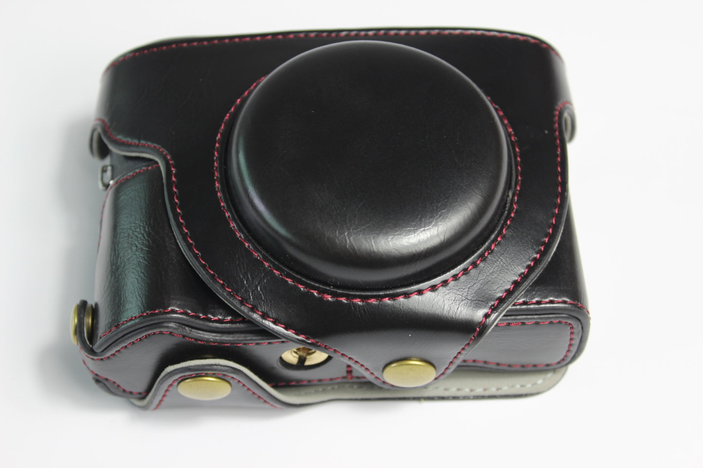 PU Leather Half Camera Case Bag with Strap for Canon PowerShot G5 X Mark II - Black