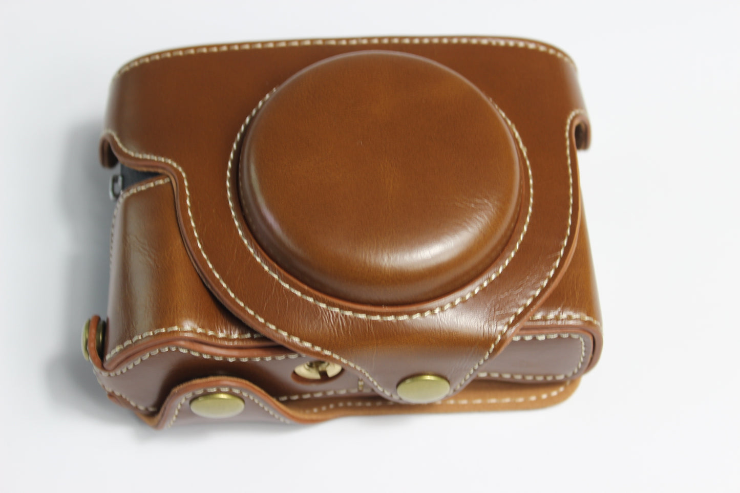 PU Leather Half Camera Case Bag with Strap for Canon PowerShot G5 X Mark II - Brown