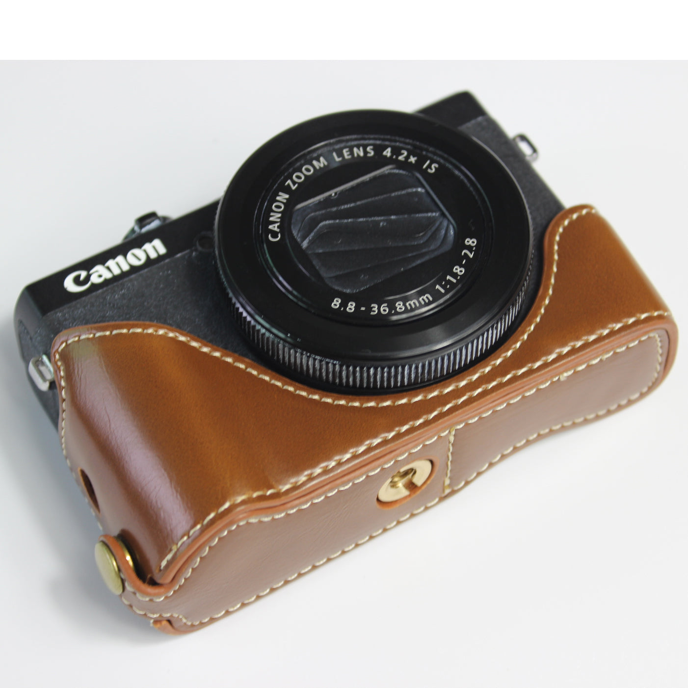PU Leather Half Camera Case Bag Cover Protector for Canon PowerShot G7 X Mark II - Brown