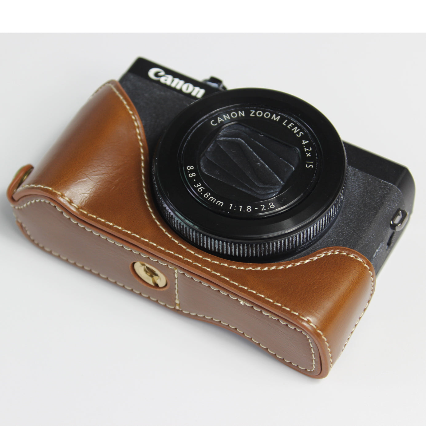 PU Leather Half Camera Case Bag Cover Protector for Canon PowerShot G7 X Mark II - Brown
