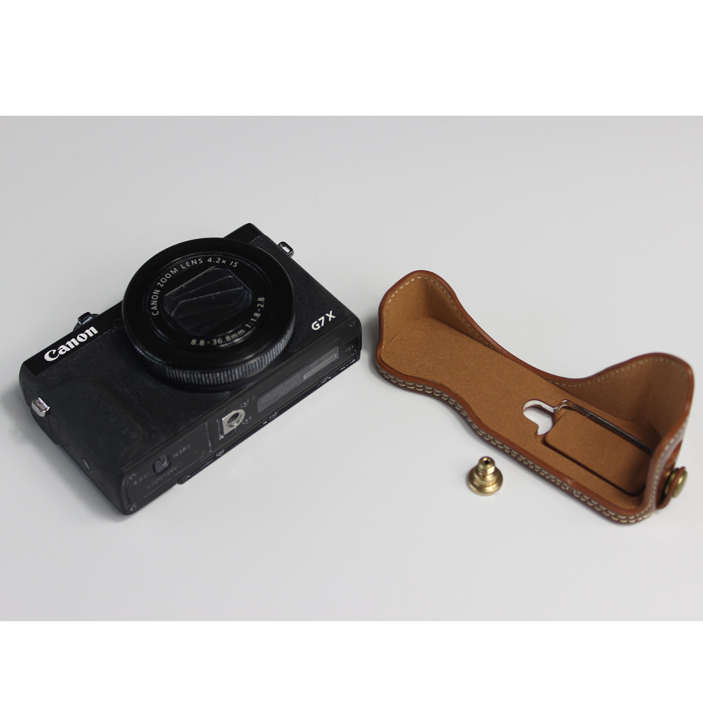 PU Leather Half Camera Case Bag Cover Protector for Canon PowerShot G7 X Mark II - Brown