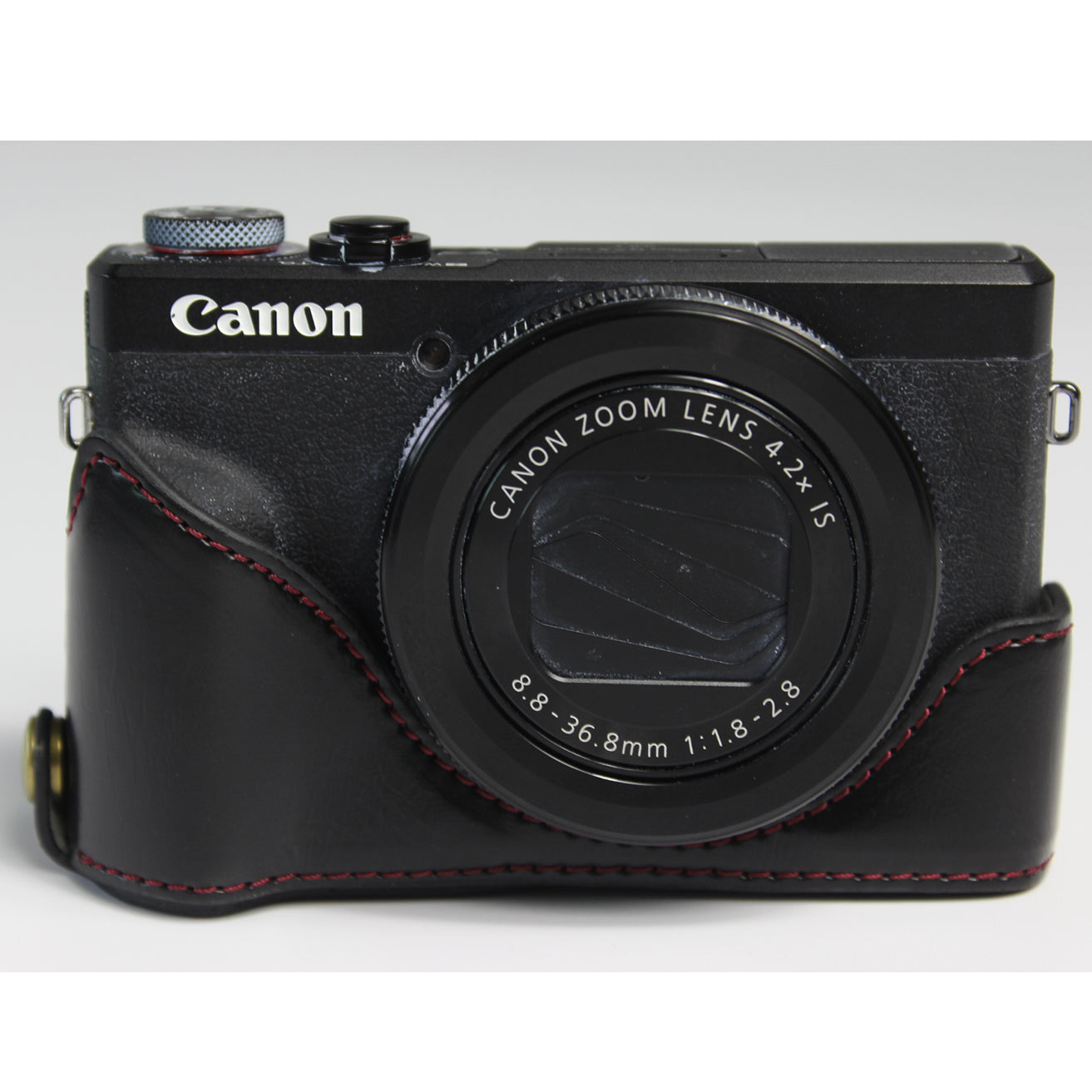 PU Leather Half Camera Case Bag Cover Protector for Canon PowerShot G7 X Mark II - Black