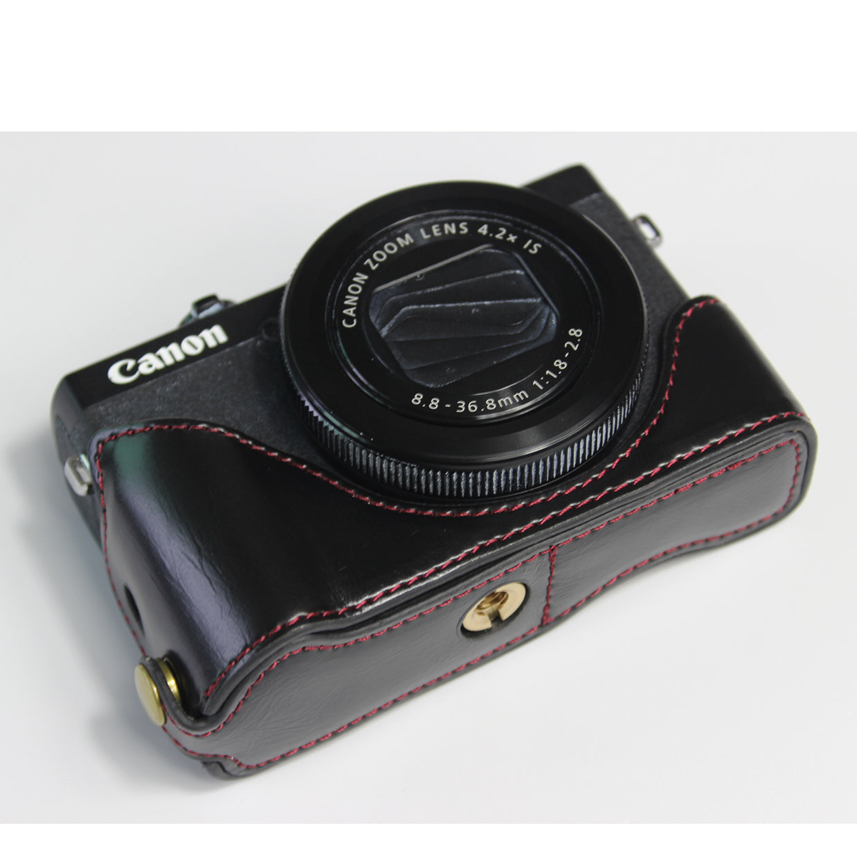 PU Leather Half Camera Case Bag Cover Protector for Canon PowerShot G7 X Mark II - Black