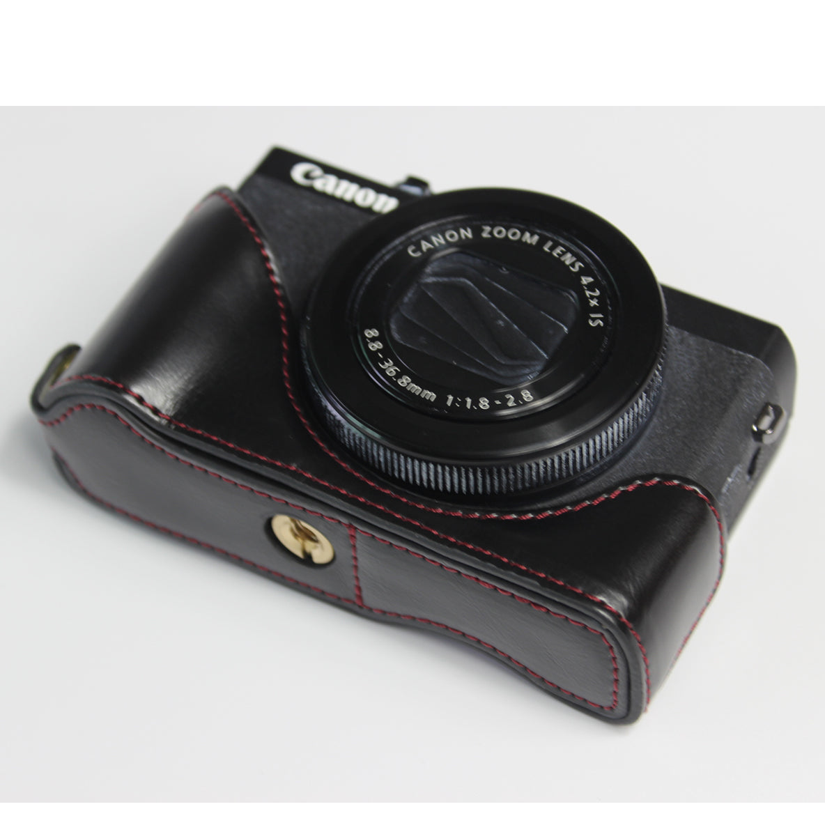PU Leather Half Camera Case Bag Cover Protector for Canon PowerShot G7 X Mark II - Black