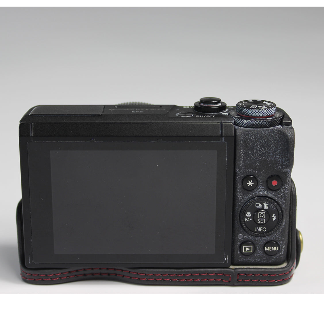 PU Leather Half Camera Case Bag Cover Protector for Canon PowerShot G7 X Mark II - Black