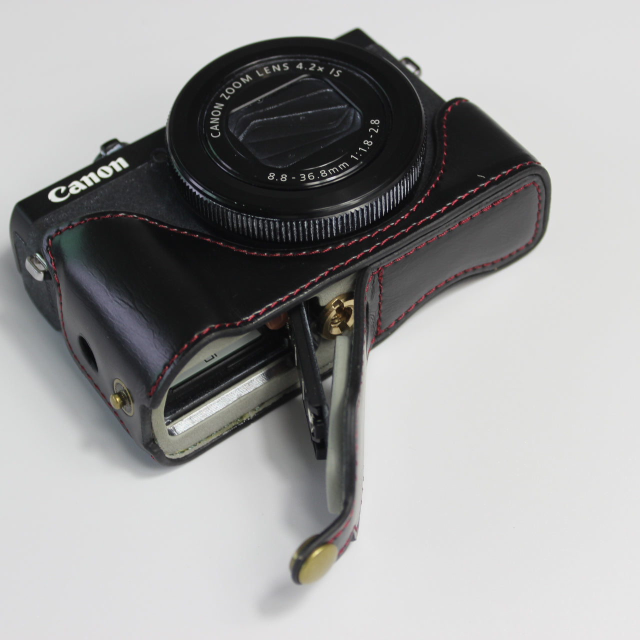 PU Leather Half Camera Case Bag Cover Protector for Canon PowerShot G7 X Mark II - Black