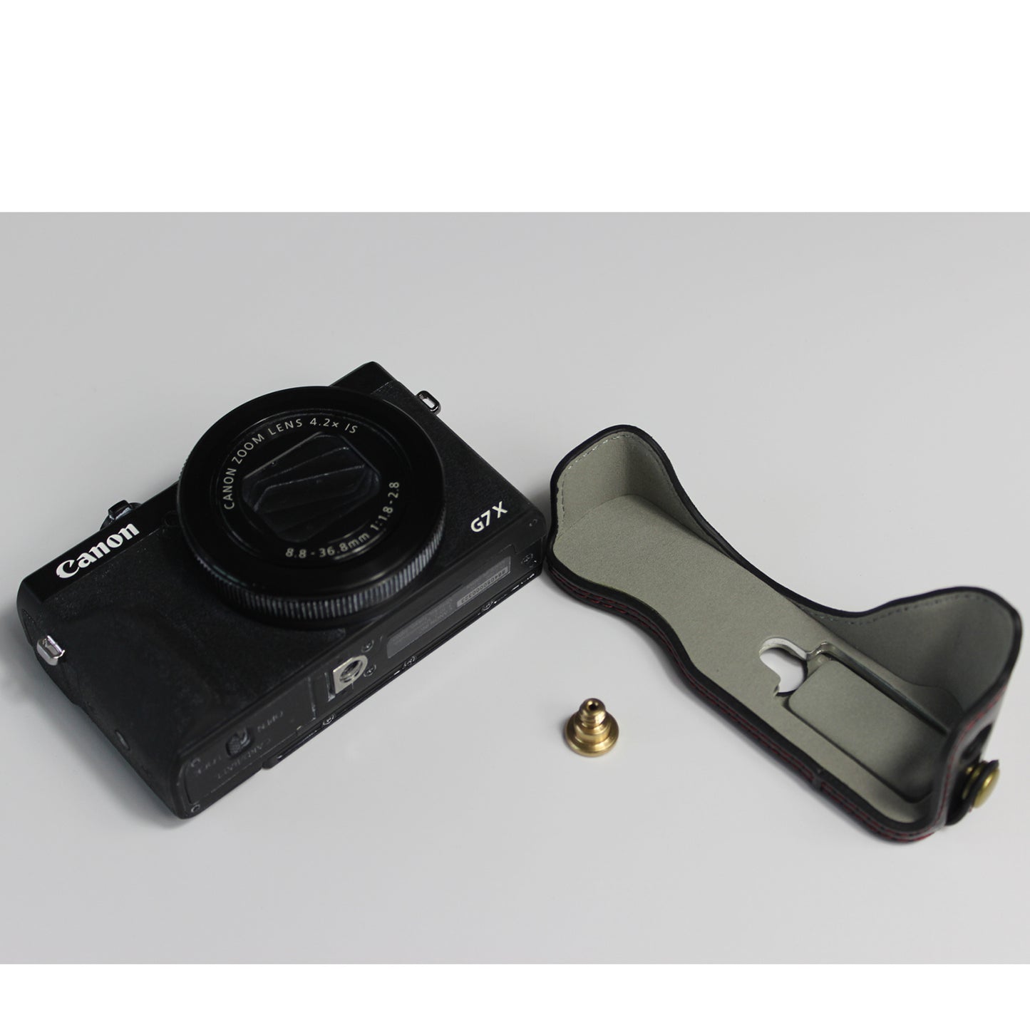 PU Leather Half Camera Case Bag Cover Protector for Canon PowerShot G7 X Mark II - Black