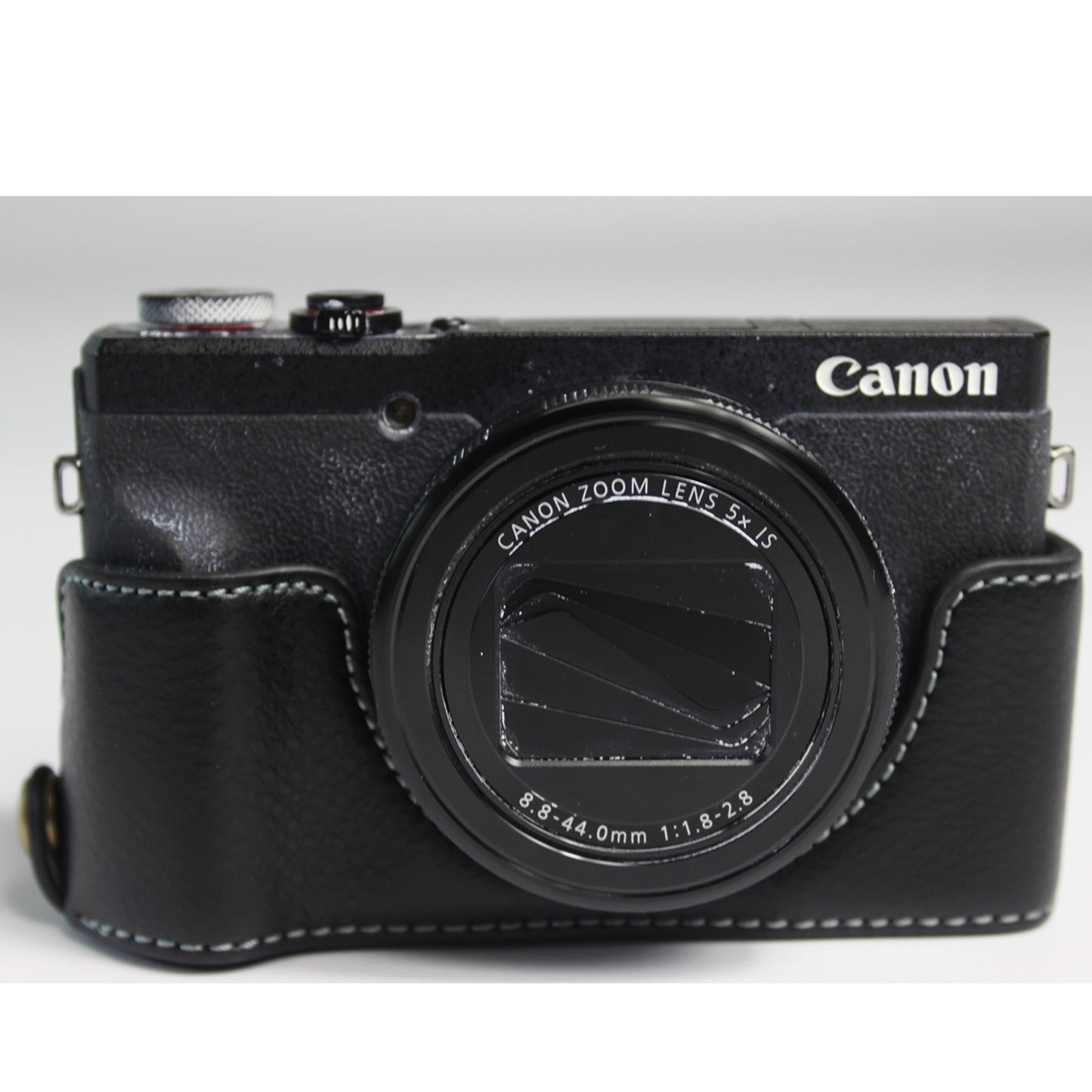 Genuine Leather Half Camera Case Bag Cover Protector for Canon PowerShot G5 X Mark II - Black