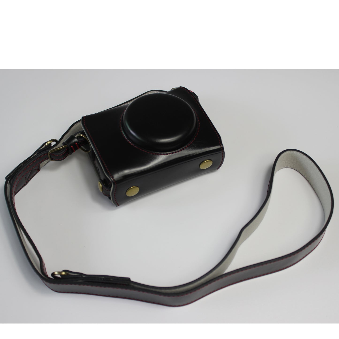 PU Leather Half Camera Case Bag with Strap for Canon PowerShot G7 X Mark III - Black