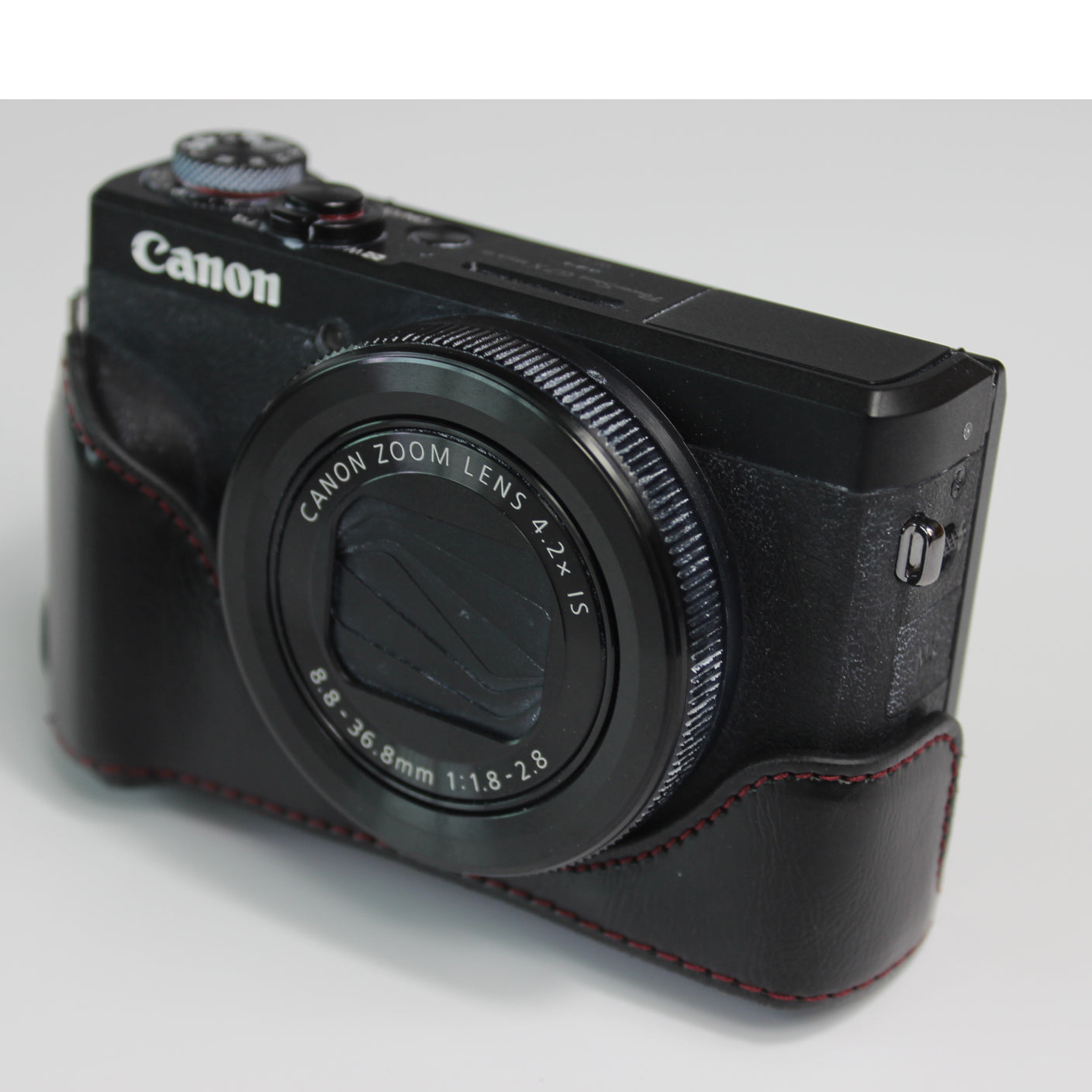 PU Leather Half Camera Case Bag with Strap for Canon PowerShot G7 X Mark III - Black