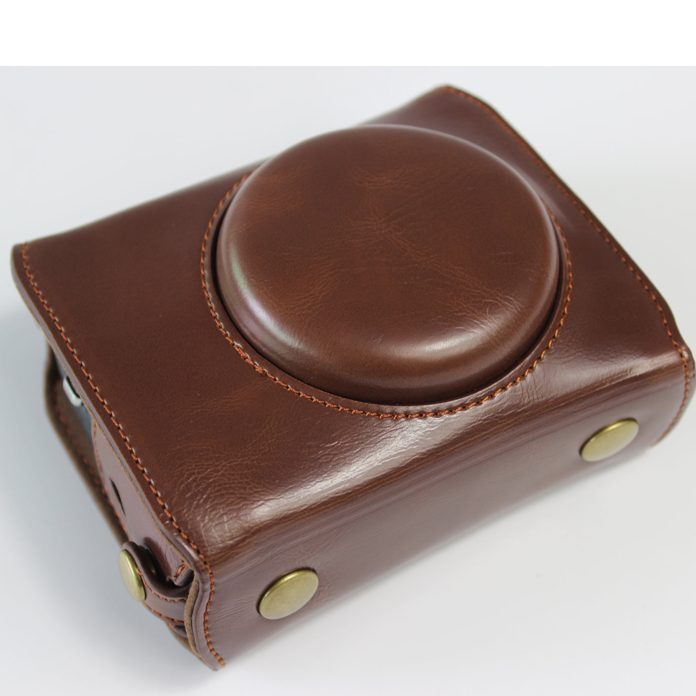 PU Leather Half Camera Case Bag with Strap for Canon PowerShot G7 X Mark III - Coffee