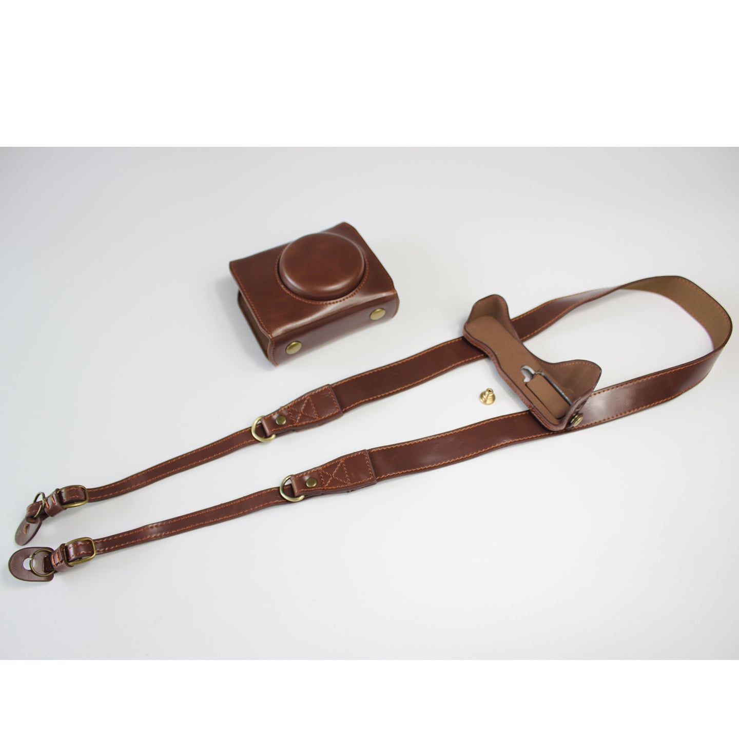 PU Leather Half Camera Case Bag with Strap for Canon PowerShot G7 X Mark III - Coffee