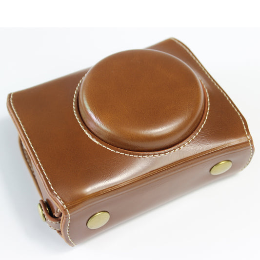 PU Leather Half Camera Case Bag with Strap for Canon PowerShot G7 X Mark III - Brown