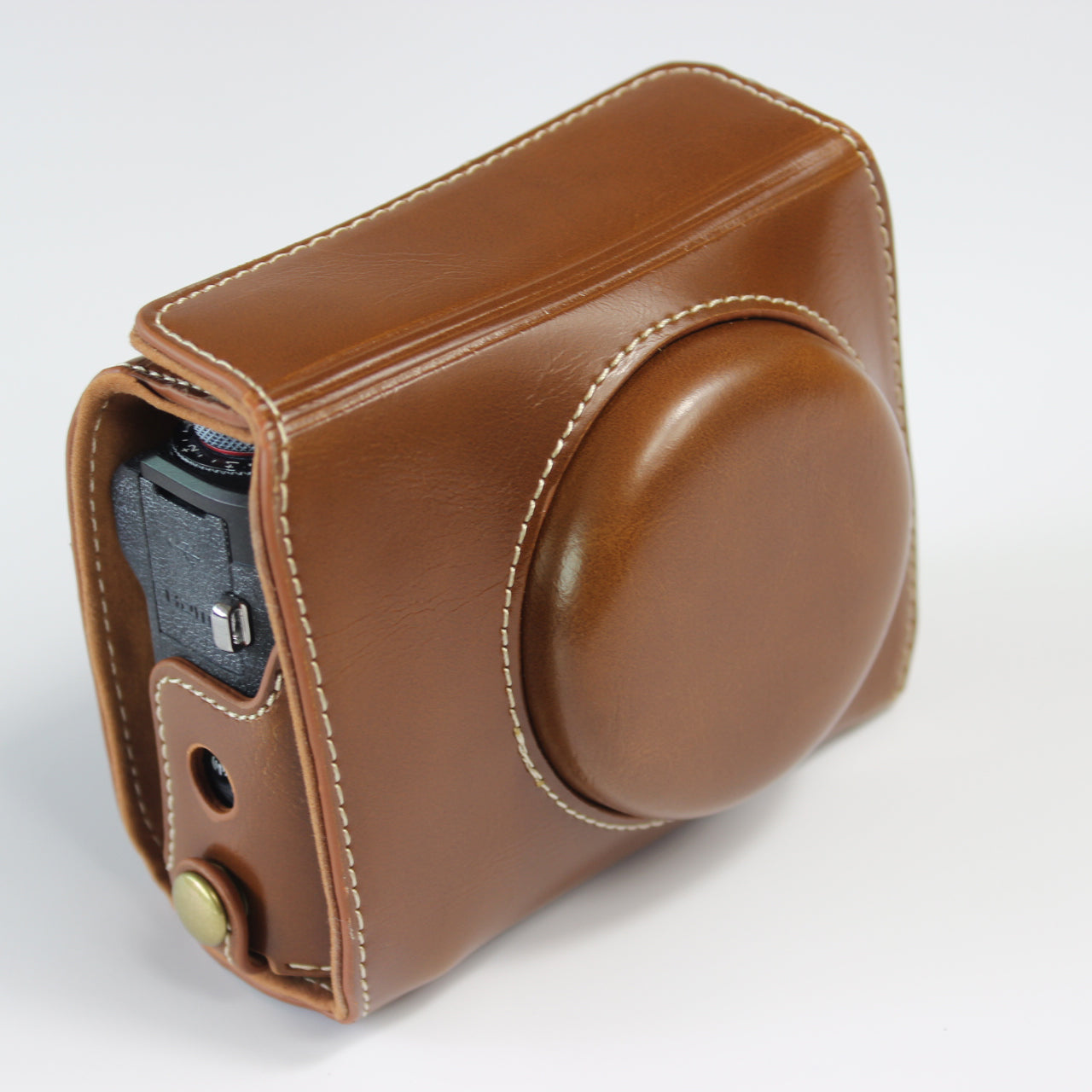PU Leather Half Camera Case Bag with Strap for Canon PowerShot G7 X Mark III - Brown