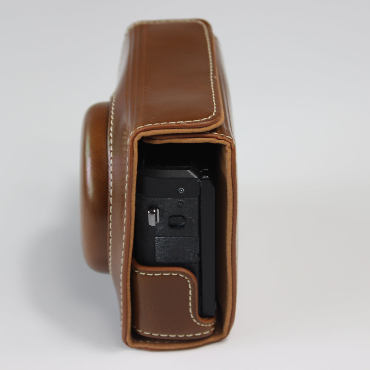 PU Leather Half Camera Case Bag with Strap for Canon PowerShot G7 X Mark III - Brown