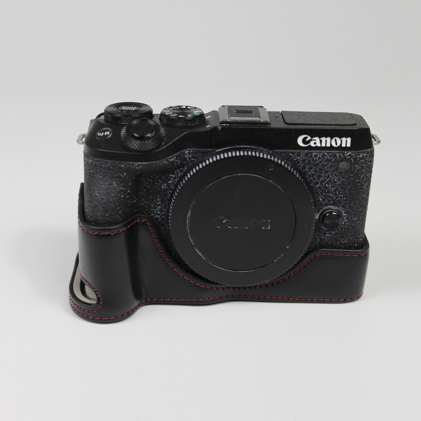 Genuine Leather Camera Protection Base Protection Semi-Case for Canon EOS M6 Mark II /EOS M6II - Black