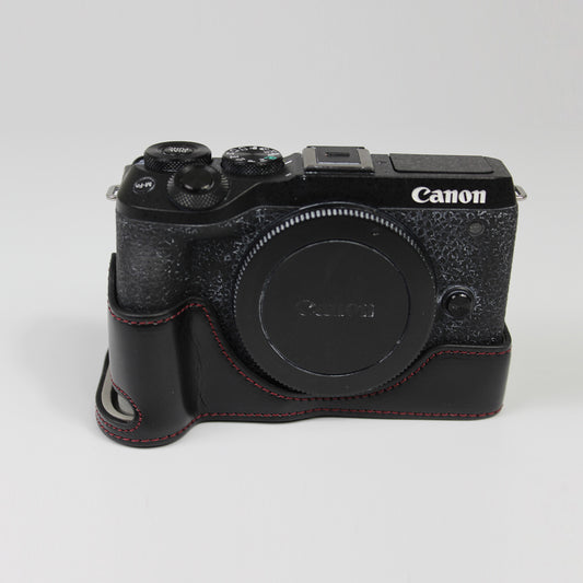 Genuine Leather Camera Protection Base Protection Semi-Case for Canon EOS M6 Mark II /EOS M6II - Black