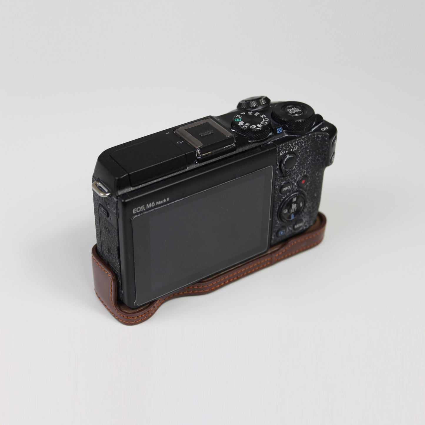 Genuine Leather Camera Protection Base Protection Semi-Case for Canon EOS M6 Mark II /EOS M6II - Coffee
