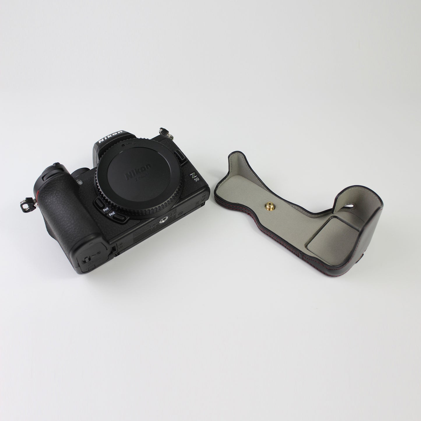 Quality PU Leather Half Bottom Protective Case for Nikon Z50 / Z30 - Black