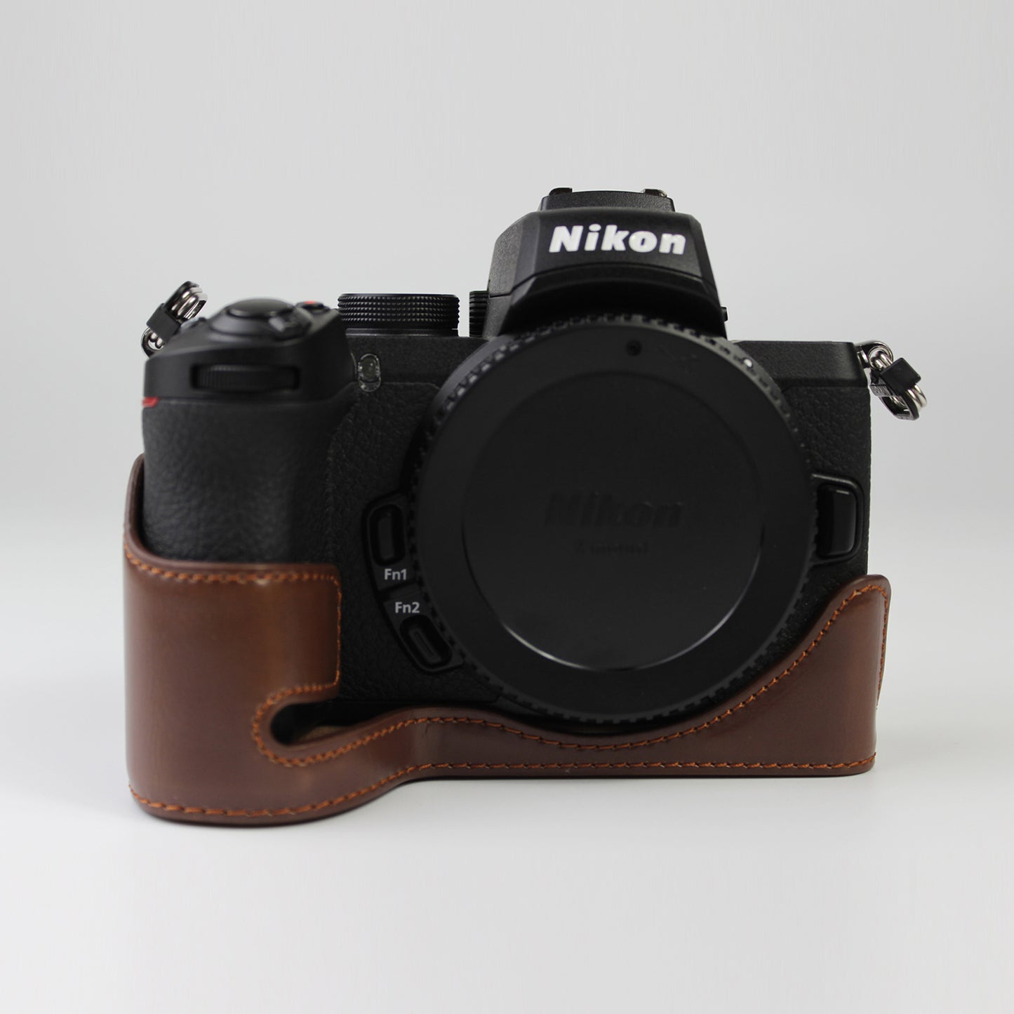 Quality PU Leather Half Bottom Protective Case for Nikon Z50 / Z30 - Coffee