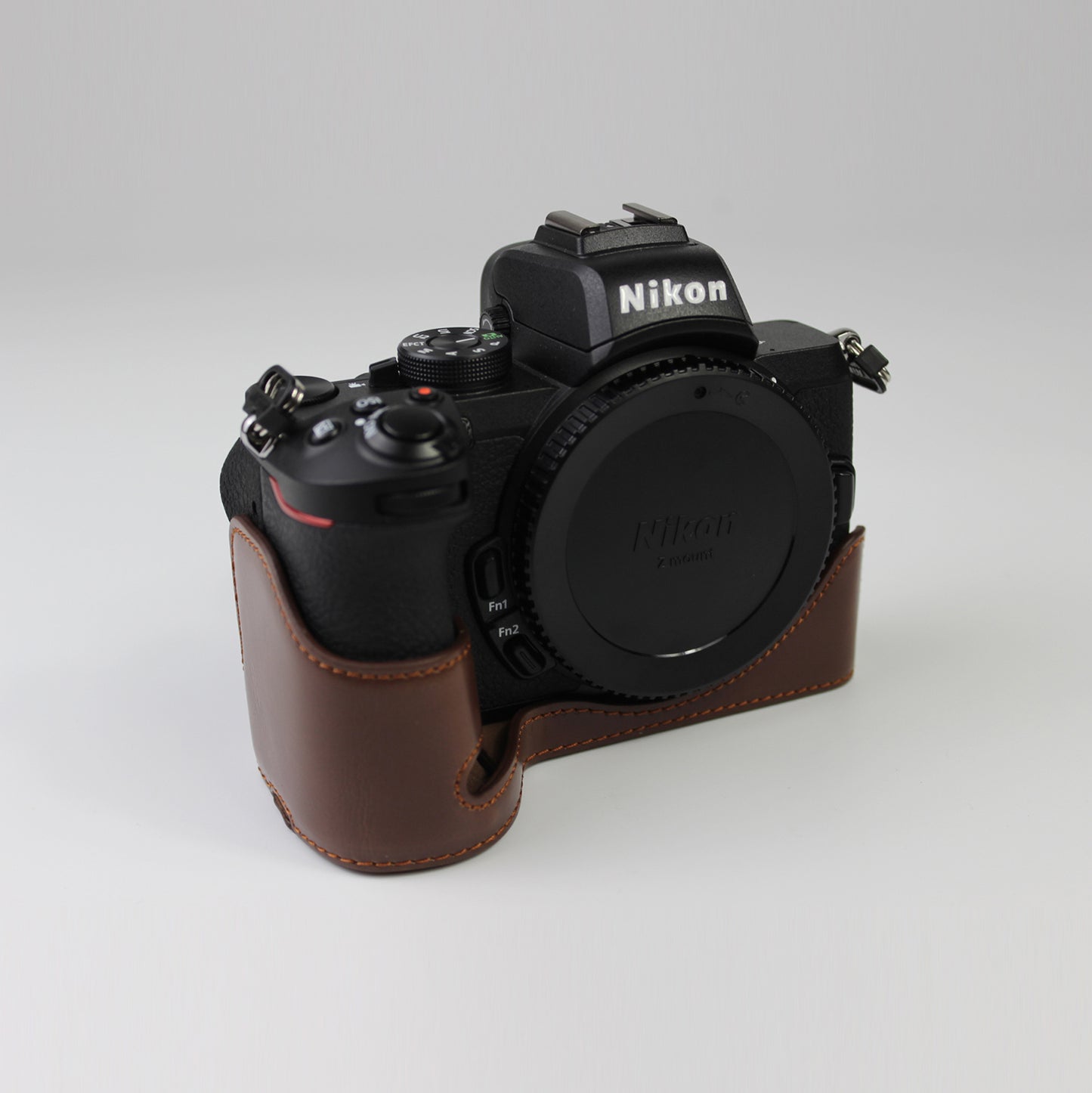 Quality PU Leather Half Bottom Protective Case for Nikon Z50 / Z30 - Coffee