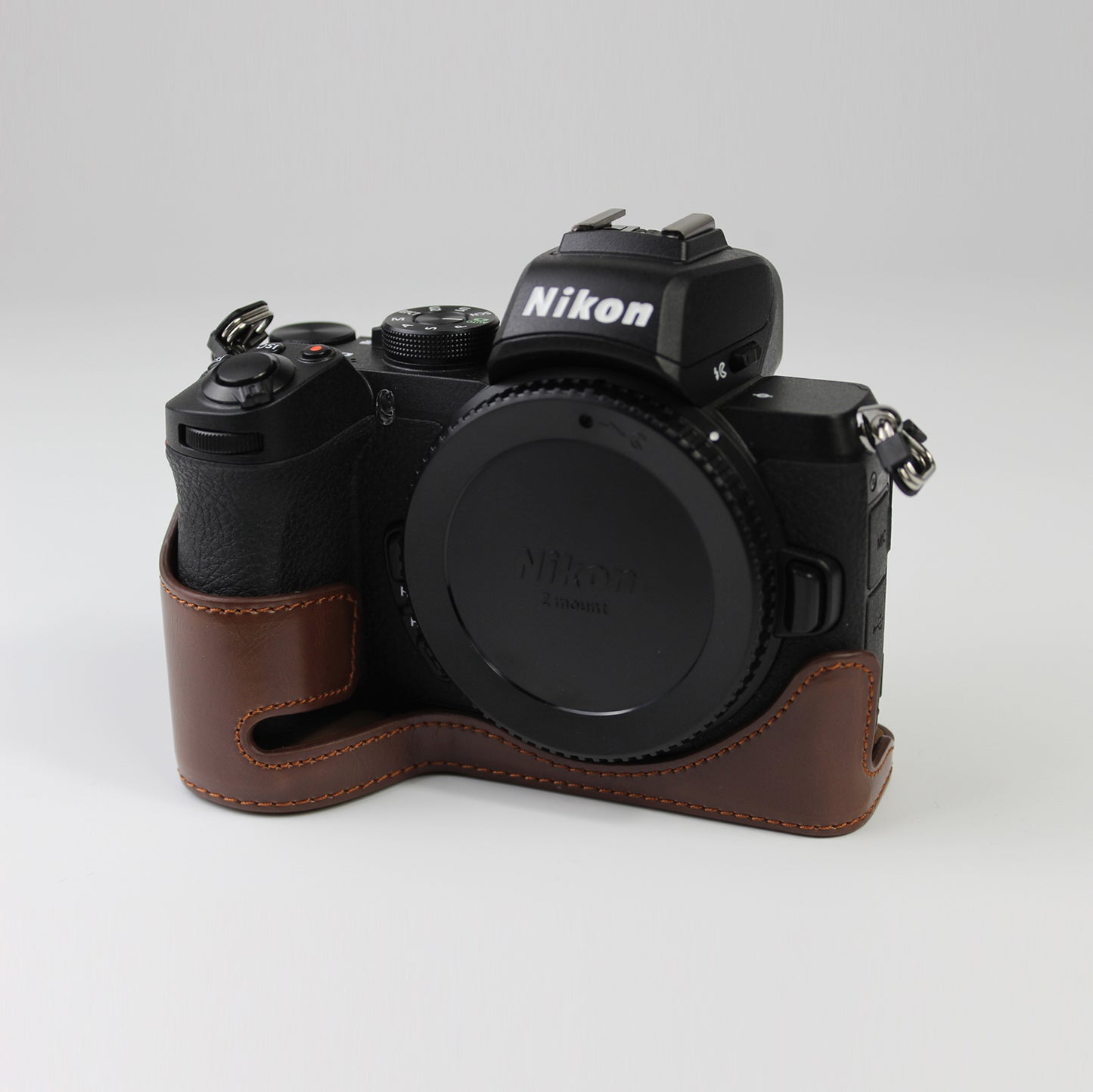 Quality PU Leather Half Bottom Protective Case for Nikon Z50 / Z30 - Coffee