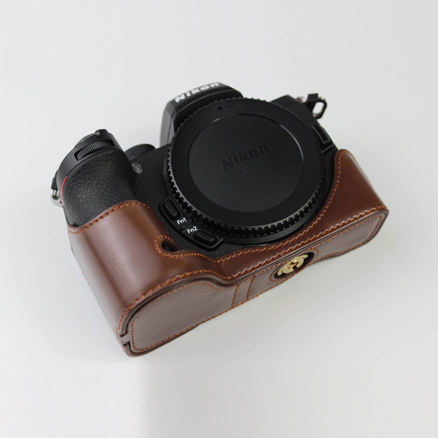 Quality PU Leather Half Bottom Protective Case for Nikon Z50 / Z30 - Coffee