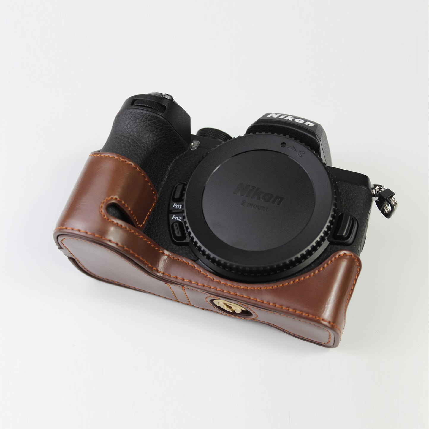 Quality PU Leather Half Bottom Protective Case for Nikon Z50 / Z30 - Coffee