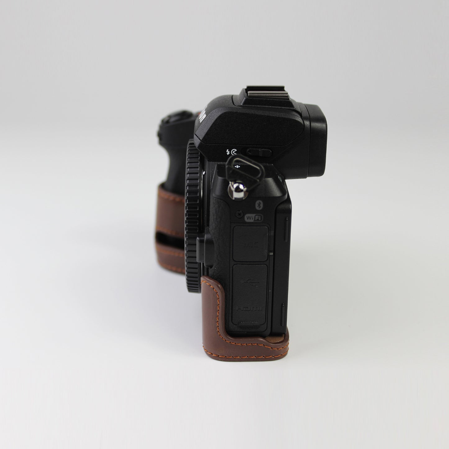 Quality PU Leather Half Bottom Protective Case for Nikon Z50 / Z30 - Coffee