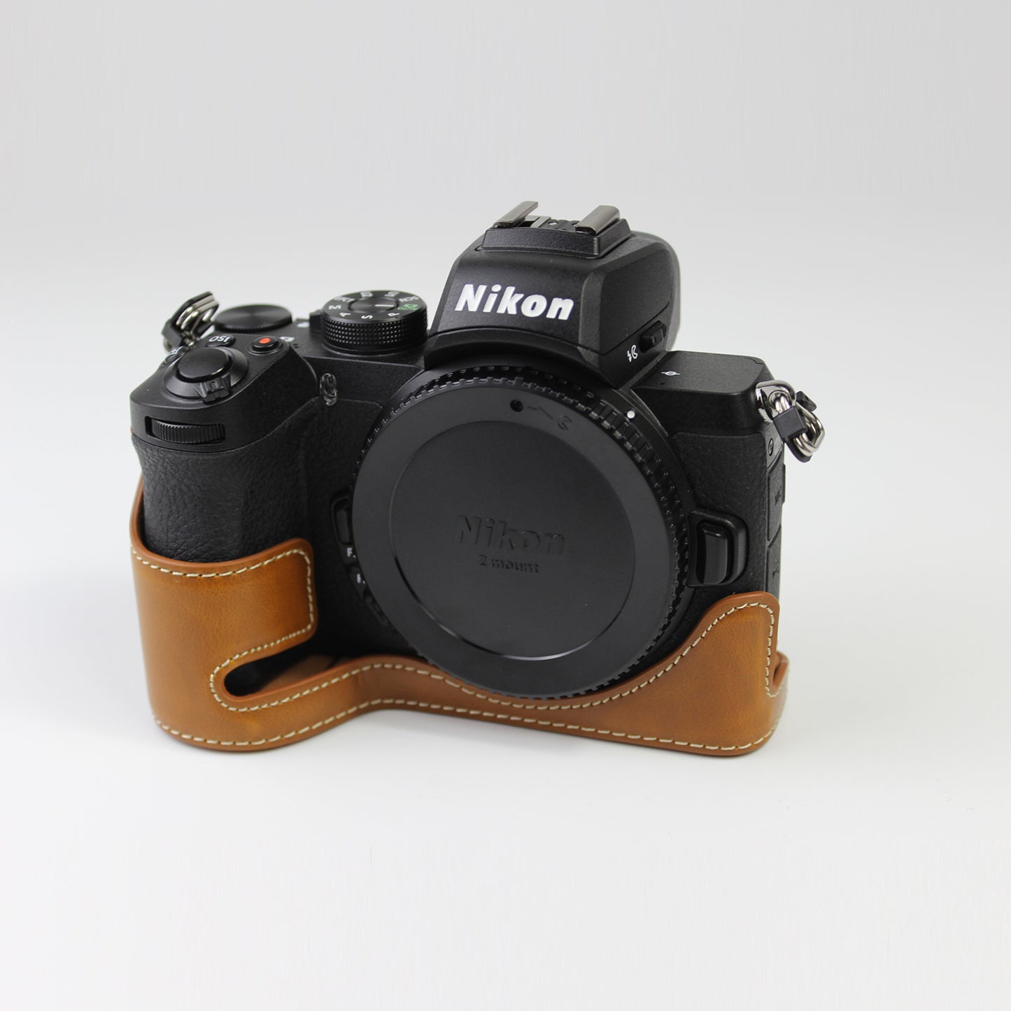 Quality PU Leather Half Bottom Protective Case for Nikon Z50 / Z30 - Brown