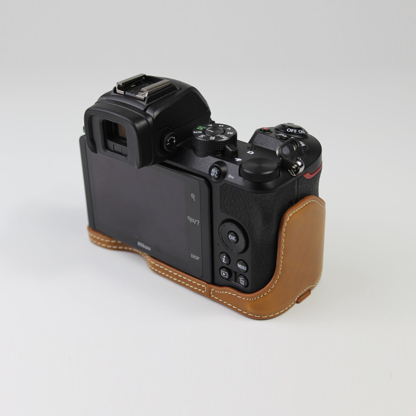 Quality PU Leather Half Bottom Protective Case for Nikon Z50 / Z30 - Brown