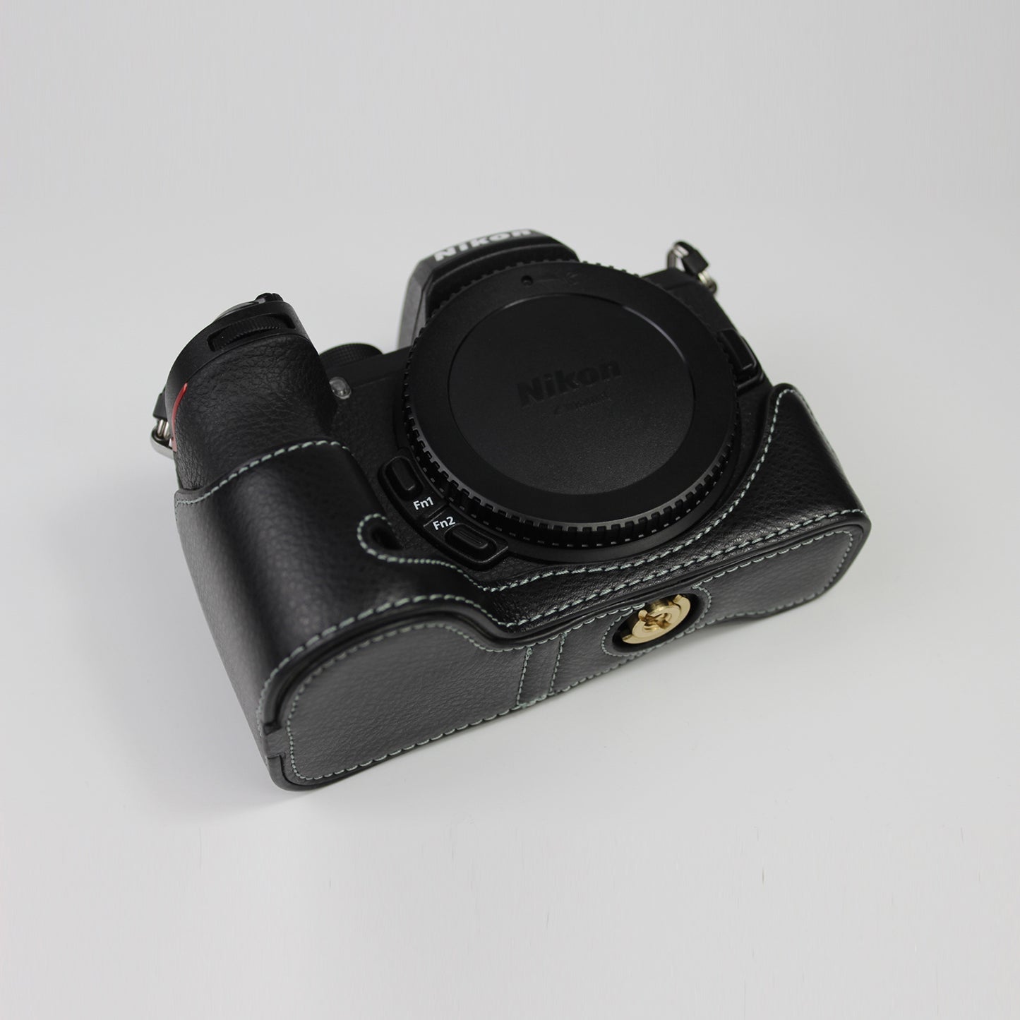 Genuine Leather Half Bottom Camera Protective Case Bag for Nikon Z50 / Z30 - Black