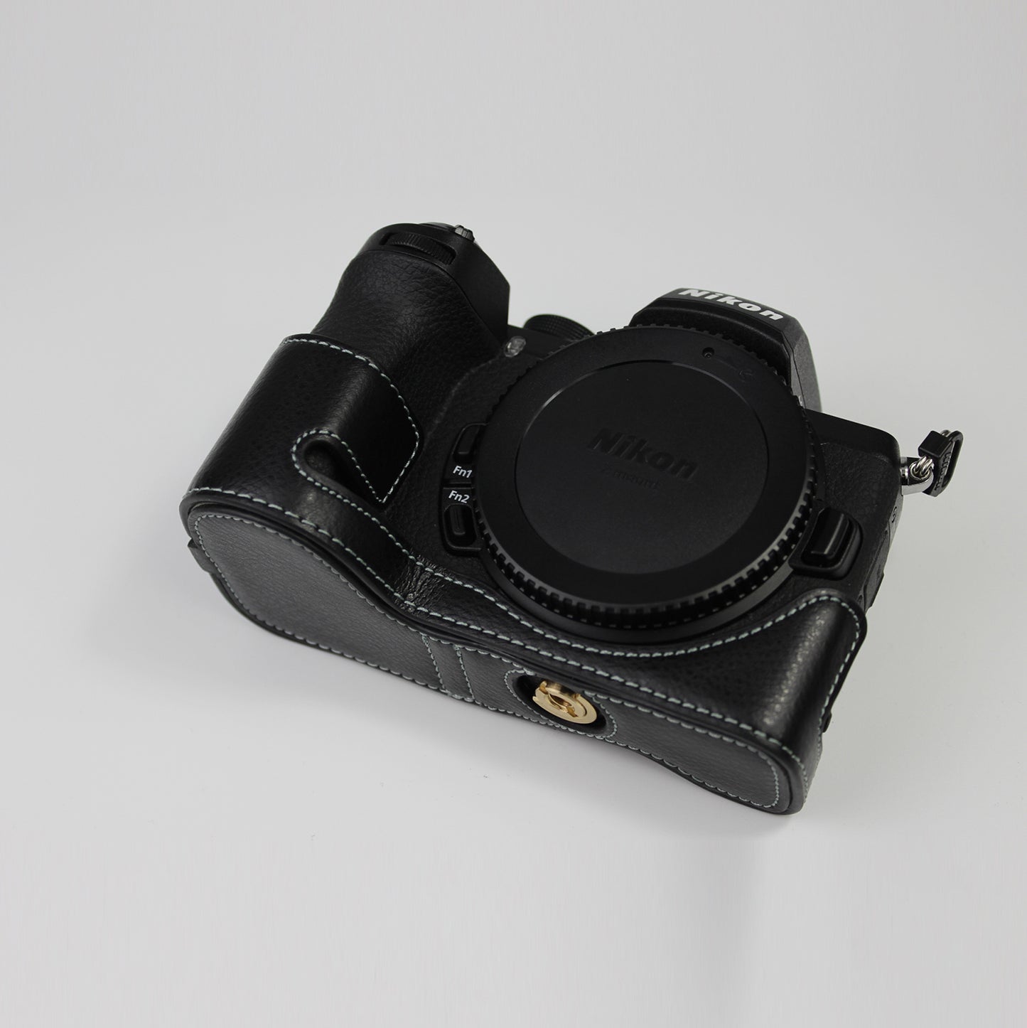 Genuine Leather Half Bottom Camera Protective Case Bag for Nikon Z50 / Z30 - Black