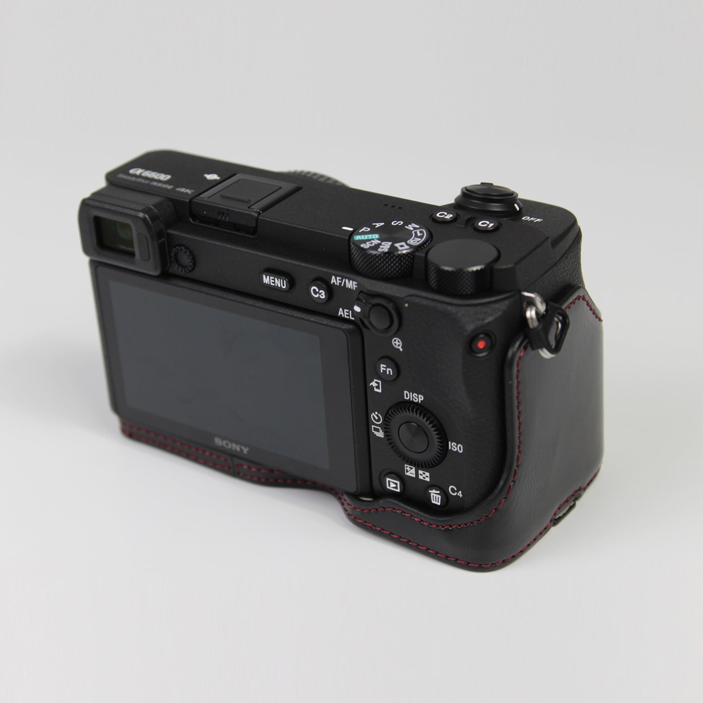 PU Leather Camera Protection Base Protection Semi-Case for Sony A6600 - Black