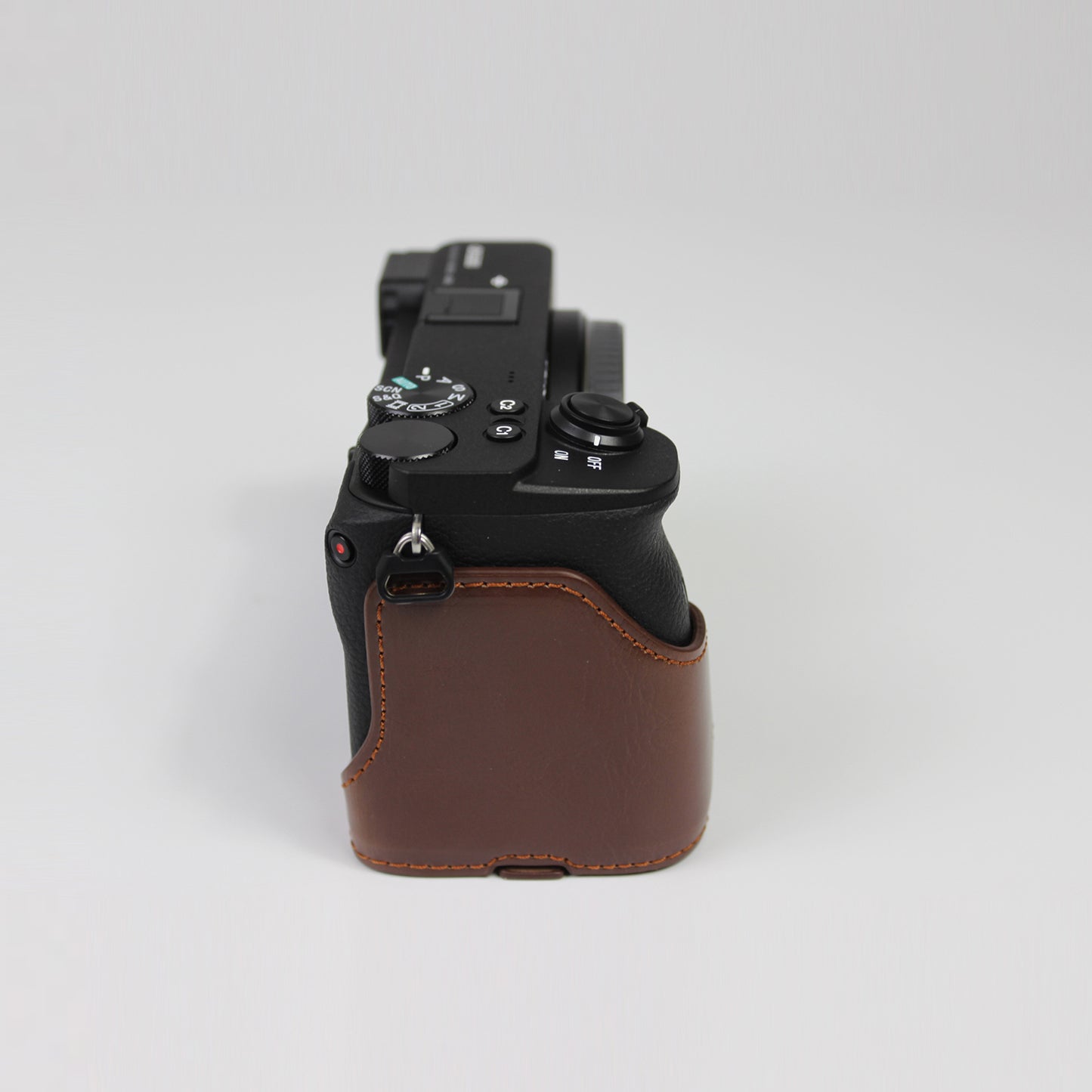 PU Leather Camera Protection Base Protection Semi-Case for Sony A6600 - Coffee